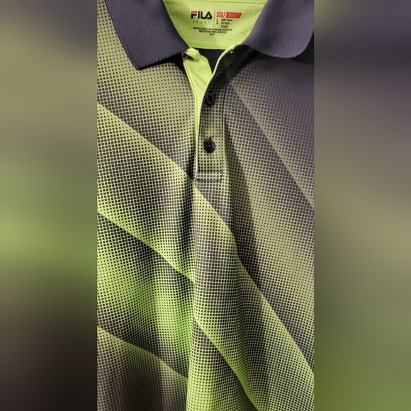 Fila Sport Men's Golf Athletic Fit Black and Green Shirt - Picture 5 of 8